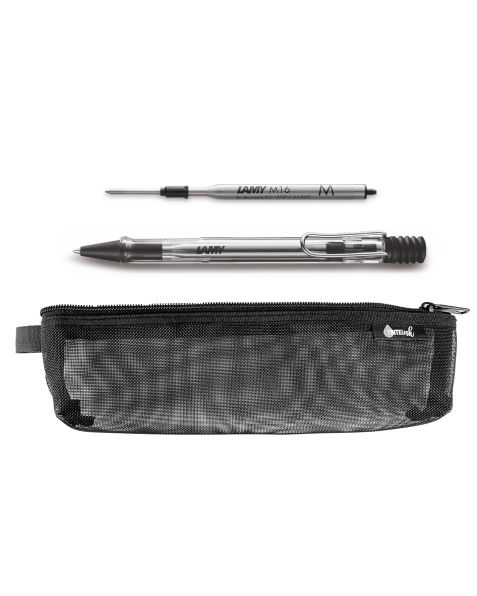 LAMY Back to School Kit - Ballpoint Pen with Black Refill &amp; Pencil Case (Choose Colour)-Clear