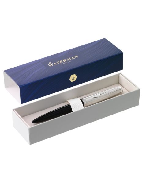 Waterman Embleme Black Chrome Ballpoint Pen - Fine black refill - Engraving Available (Exclusive)