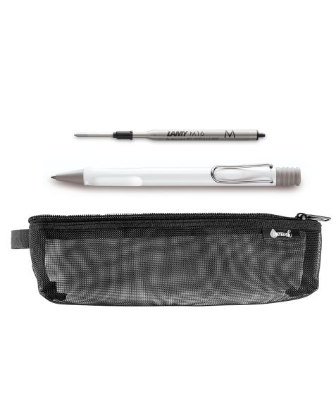 LAMY Back to School Kit - Ballpoint Pen with Black Refill &amp; Pencil Case (Choose Colour)-White