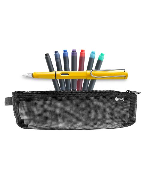 LAMY Back to School Kit - Fountain Pen with Assorted Refills &amp; Pencil Case (Choose Colour)-Yellow