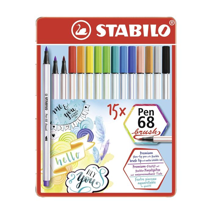 STABILO® Pen 68 - Brush - Tin 15 Pack